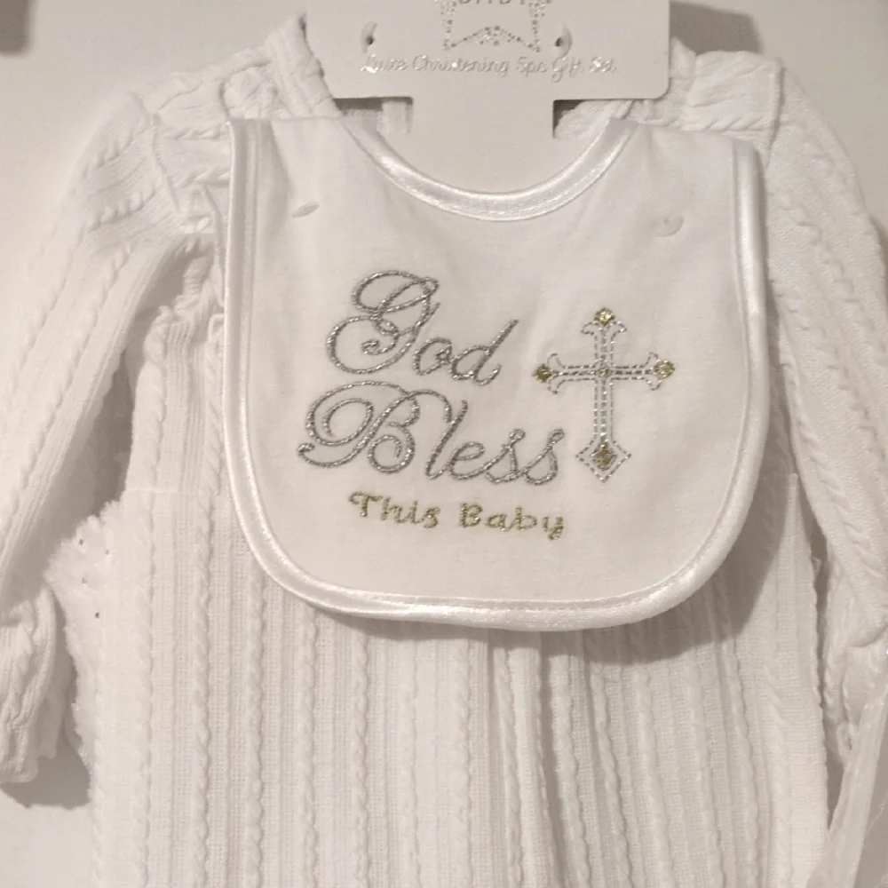 Super Star Baby White Luxe Christening 5pc Gift Set 6 Months